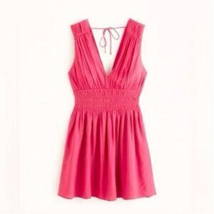 NWOT Abercrombie and Fitch Smoked Plunge Crinkle Mini Dress Size XXL